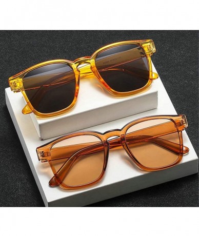 Square Fashion Unisex Square Transparent Jelly Sunglasses Outdoor HD Large Frame Designer Sunglasses - Orange - CP193DY8ZYS $...