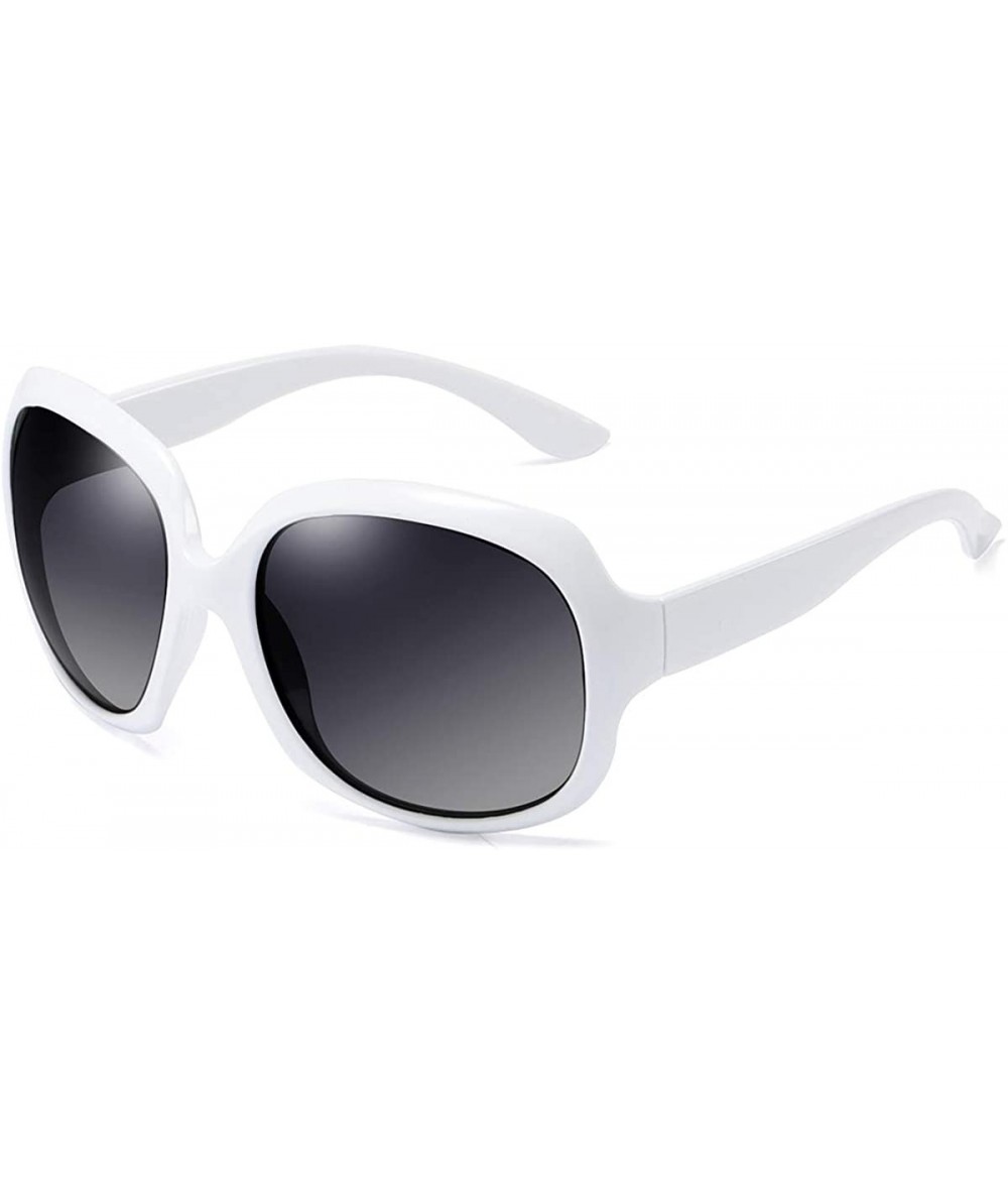 Rectangular Polarized HD Sunglasses for Women Polarized Metal Mirror UV 400 Lens Protection - White - C6198O92C7C $31.89