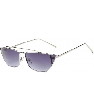 Rectangular Women Retro Vintage Metal Rectangular Cat Eye Fashion Sunglasses - Gradient Purple - C318WU7XDWD $38.12