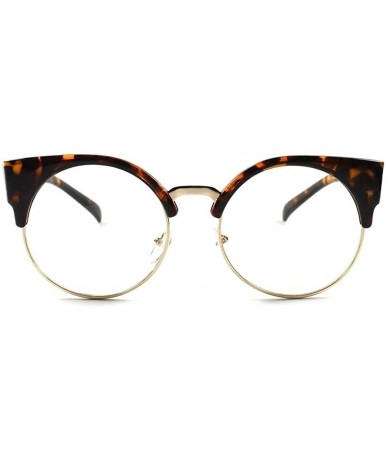 Cat Eye Retro Old Fashioned 70s Stylish Round Cat Eye Clear Lens - Tortoise - CF18XGXX3I3 $19.43