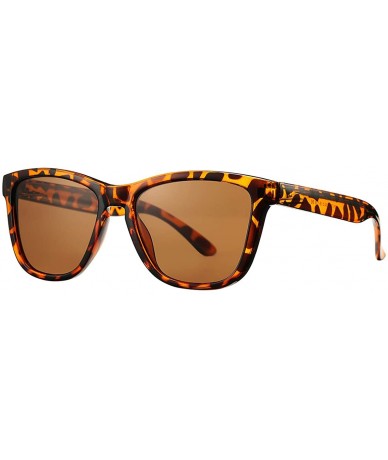 Round Polarized Sunglasses for Women Men- Classic Vintage Square Sun Glasses - I leopard Frame/Brown Lens - CW199UMCA7I $24.30