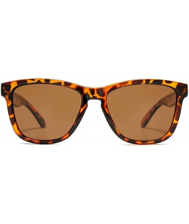 Round Polarized Sunglasses for Women Men- Classic Vintage Square Sun Glasses - I leopard Frame/Brown Lens - CW199UMCA7I $24.30