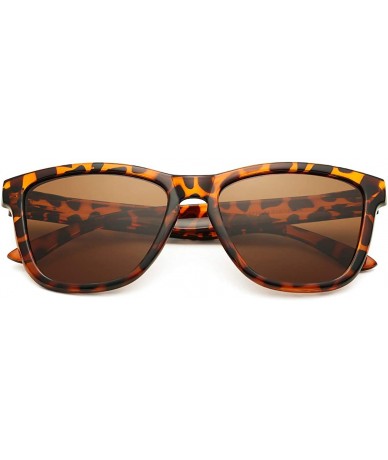 Round Polarized Sunglasses for Women Men- Classic Vintage Square Sun Glasses - I leopard Frame/Brown Lens - CW199UMCA7I $24.30