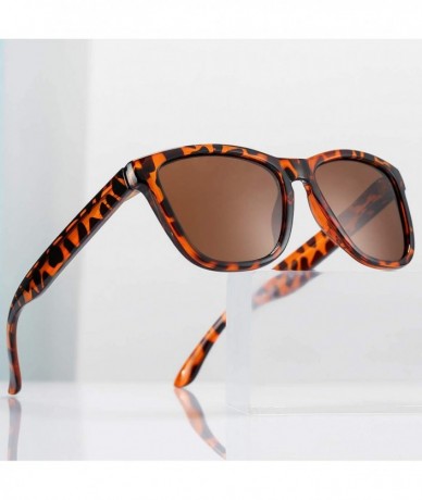 Round Polarized Sunglasses for Women Men- Classic Vintage Square Sun Glasses - I leopard Frame/Brown Lens - CW199UMCA7I $24.30