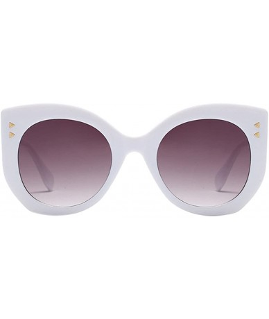 Oversized Womens Oversized Cat Eye Sunglasses Vintage Style Retro Shades Eyewear - White Frame+gray Lens - CQ18E5ER2AT $20.93