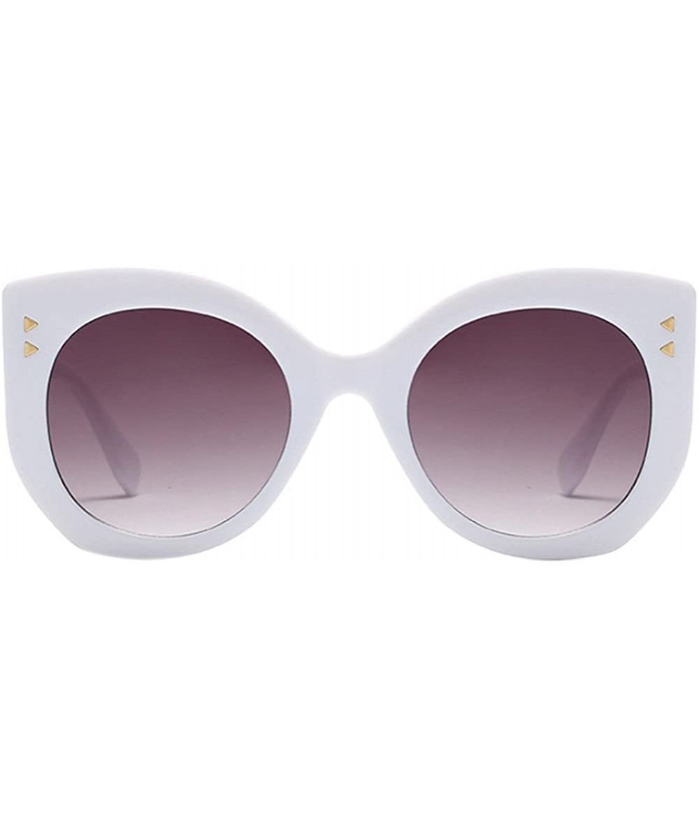 Oversized Womens Oversized Cat Eye Sunglasses Vintage Style Retro Shades Eyewear - White Frame+gray Lens - CQ18E5ER2AT $20.93