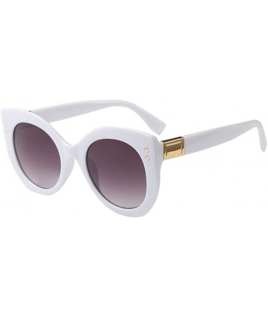 Oversized Womens Oversized Cat Eye Sunglasses Vintage Style Retro Shades Eyewear - White Frame+gray Lens - CQ18E5ER2AT $20.93