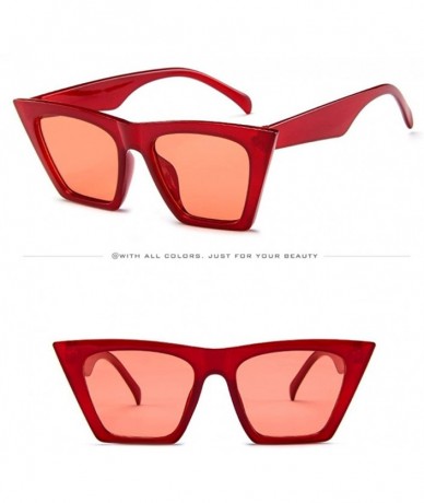 Cat Eye Fashion Unisex Oversized Sunglasses Classic Vintage Retro Cat Eye Polarized Sun Glasses - Red - CV18R49HR9A $16.87