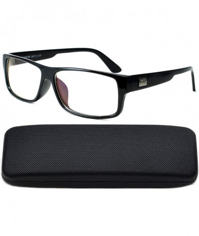 Square "Kayden" Retro Unisex Plastic Fashion Clear Lens Glasses - Black With Hard Case - CH18RNUXS88 $22.14