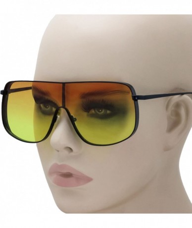 Shield Oversized Flat Top Square VINTAGE RETRO SHIELD VISOR Women's Sunglasses Shield Sunnies - Orange Yellow - C018EXDC7G7 $...