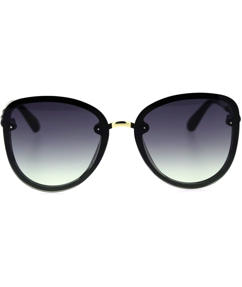 Butterfly Womens Exposed Lens Edge Chic Butterfly Diva Sunglasses - Black Green Smoke - CL18SXGO0HK $22.48