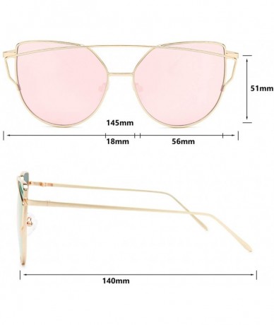 Cat Eye Sunglasses for Women - Cat Eye Mirrored/Transparent Flat Lenses Metal Frame Sunglasses UV400 - Pink - C818C72A605 $18.64