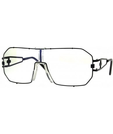 Oversized Mens Oversize Shield Squared Pilots Robotic Clear Lens Eye Glasses - Black - CO1872EI6MR $24.90