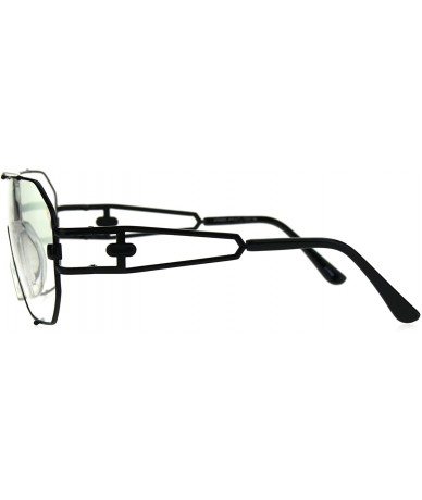 Oversized Mens Oversize Shield Squared Pilots Robotic Clear Lens Eye Glasses - Black - CO1872EI6MR $24.90