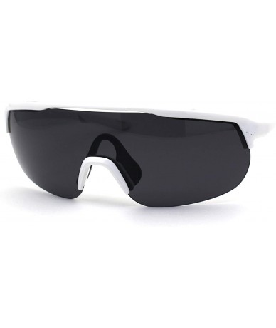 Oversized Flat Top Warp Shield Sport Robotic Plastic Sunglasses - White Black - CH19624EI3R $22.92