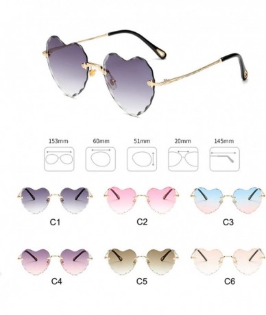 Round 2018 Love Heart Sunglasses Women Fashion RimlSun Glasses Cute Sexy Gradient UV400 Party - C5 - C9197Y6ZIEG $33.47