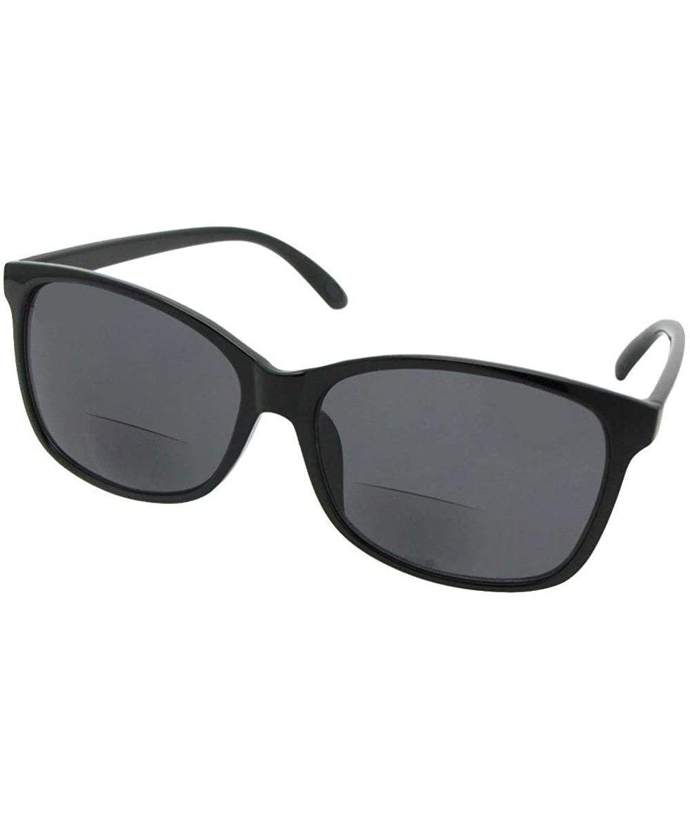 Square Vintage Retro Bifocal Sunglasses B115 - Shiny Black-gray Lenses - CR18COALIR9 $28.44