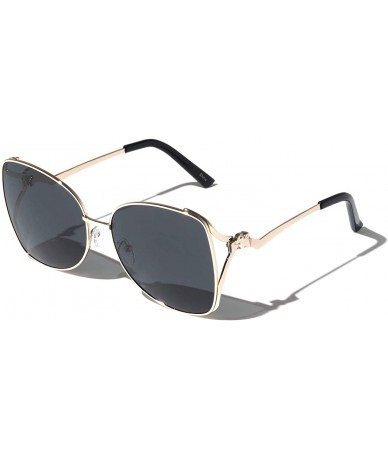 Butterfly Thin Frame Butterfly Feline Temple Sunglasses - Black Gold - C019743EHNS $27.55