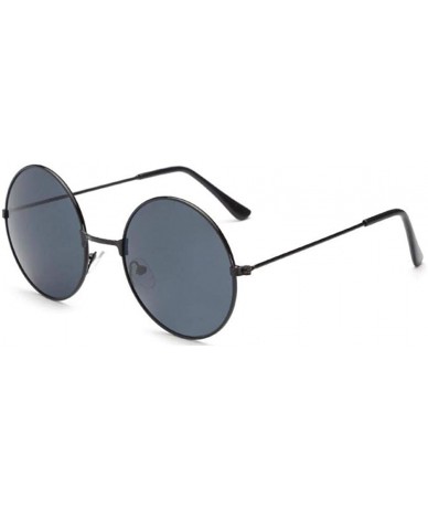 Round 2019 Women Men Sunglasses Round Metal Frame Brand Designer Mirrored Blue - Black - CU18YR33TSZ $16.94