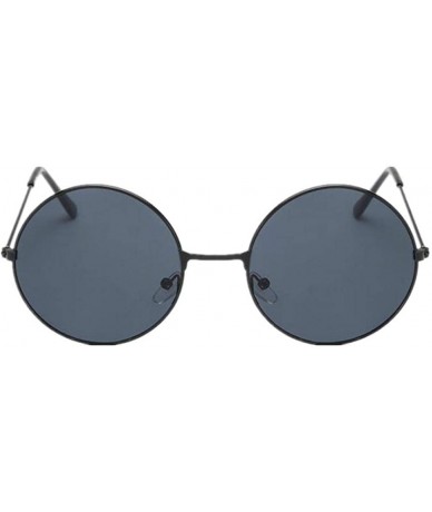 Round 2019 Women Men Sunglasses Round Metal Frame Brand Designer Mirrored Blue - Black - CU18YR33TSZ $16.94