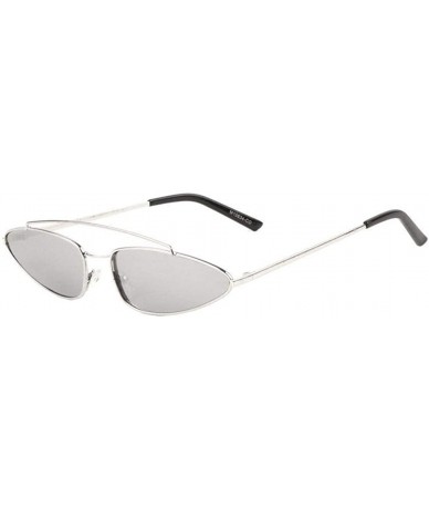 Rectangular Slim Geometric Inverted Triangle Metal Wire Frame Sunglasses - Silver Metallic Frame - C518UNHEQ3G $17.97