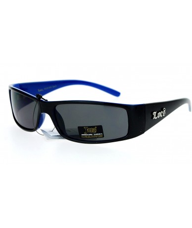 Shield Cholo Gangster Narrow Rectangular Terminator Style Sunglasses - Black Blue - CU12CP944ST $18.83