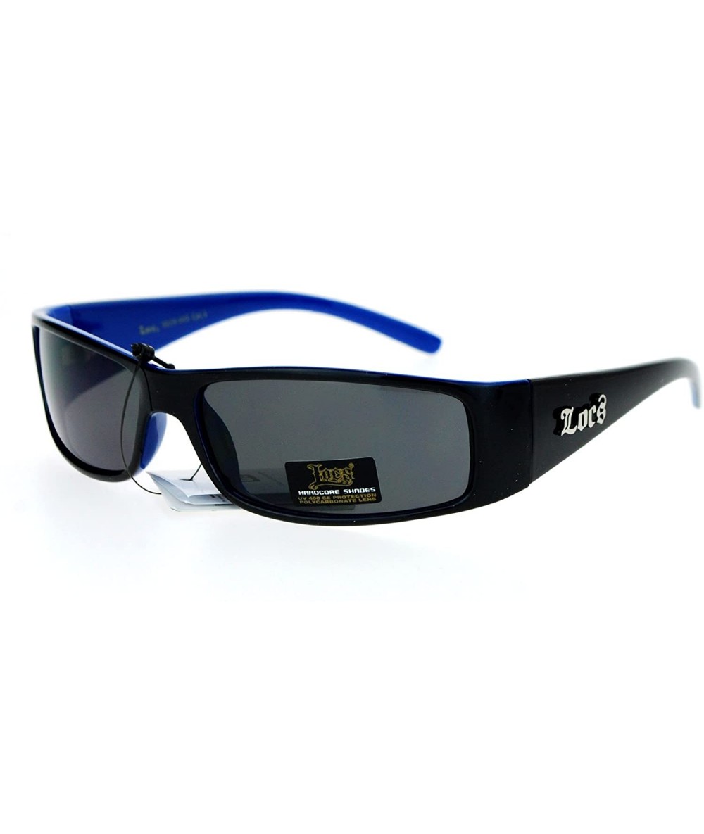 Shield Cholo Gangster Narrow Rectangular Terminator Style Sunglasses - Black Blue - CU12CP944ST $18.83