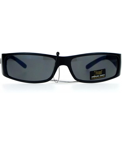 Shield Cholo Gangster Narrow Rectangular Terminator Style Sunglasses - Black Blue - CU12CP944ST $18.83