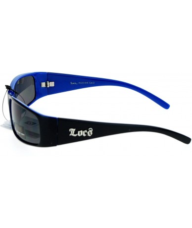 Shield Cholo Gangster Narrow Rectangular Terminator Style Sunglasses - Black Blue - CU12CP944ST $18.83