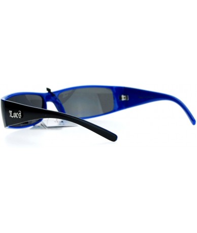 Shield Cholo Gangster Narrow Rectangular Terminator Style Sunglasses - Black Blue - CU12CP944ST $18.83