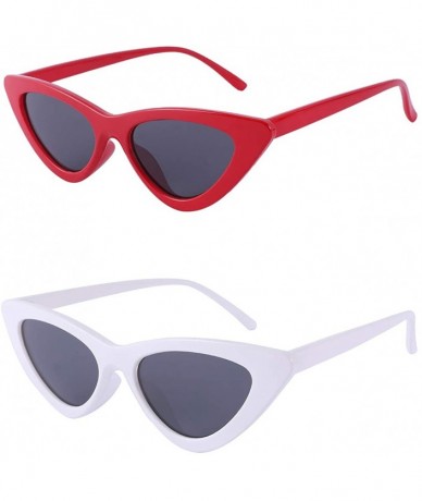 Goggle Retro Vintage Cat Eye Sunglasses for Women Goggles - Red /White 2 Pack - CX18YY2A25L $19.37