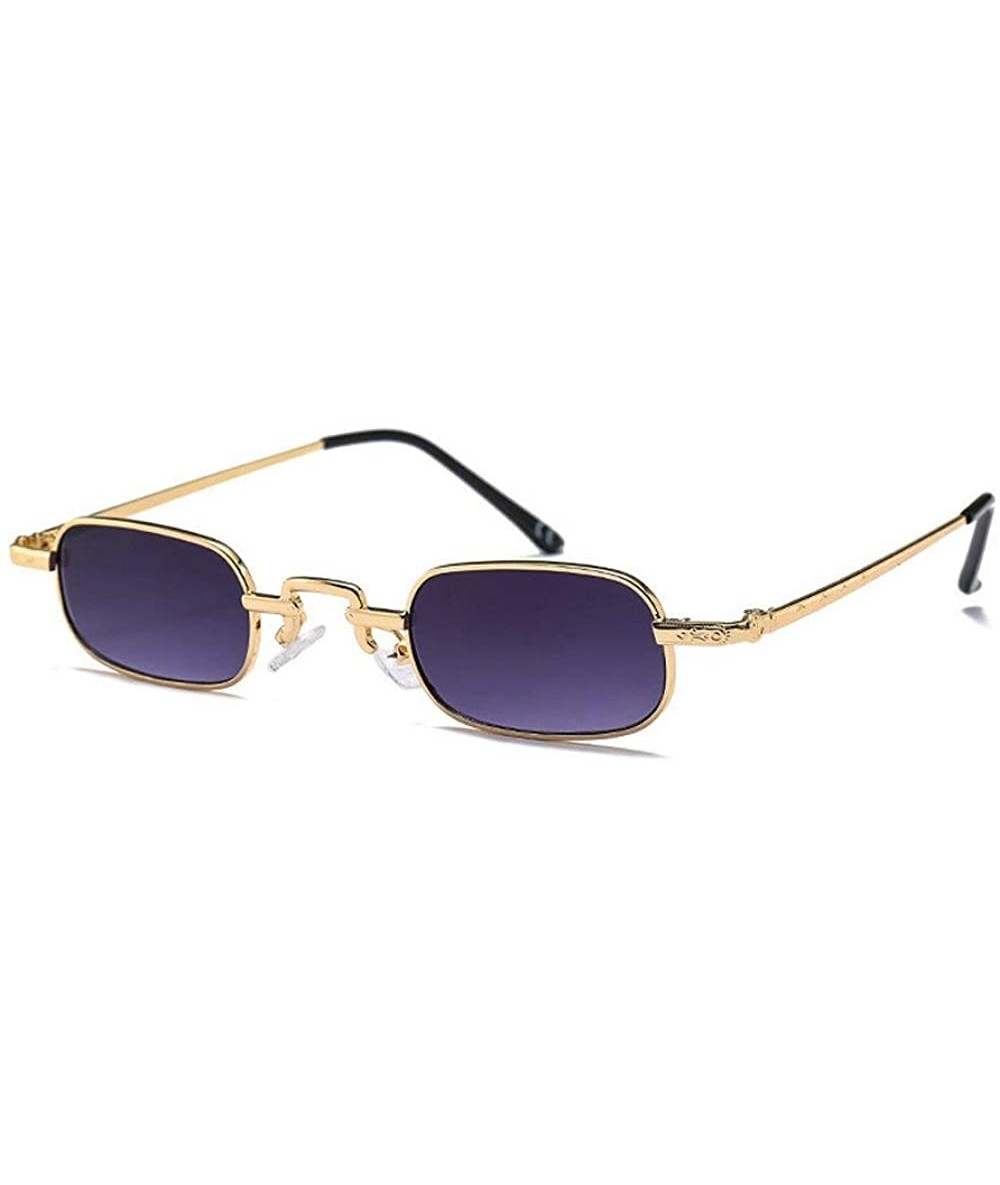 Square punk Small Chic Rectangular Sunglasses 2018 Metal Frame Summer Stylish UV400 - Gold Gray - CP18L8DRLXS $22.99