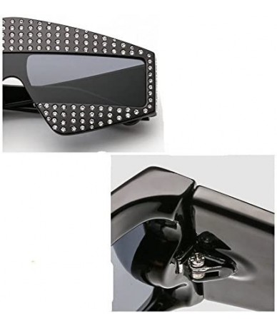 Square Oversized Dimond Vintage Sunglasses Womens Square Sexy Luxury Brand Designer UV400 - Black - CJ189TR5ZRT $26.90