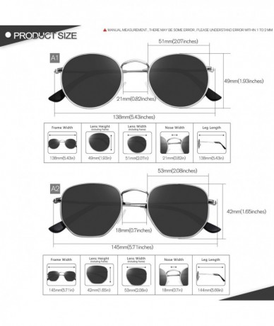 Round Small Round Polarized Sunglasses Women and Men Vintage Hexagon Square Sun glasses UV400 Protection - CM197CZ6CAK $31.83