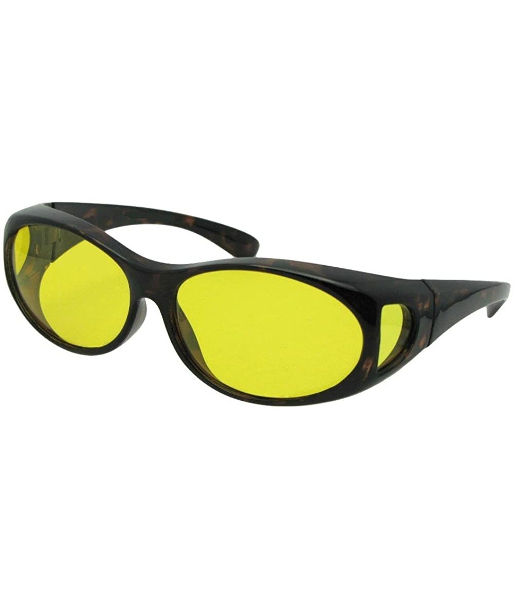 Wrap Small Polarized Fit Over Sunglasses F3 - Tortoise Frame-light Yellow Lenses - CR18CKO5C5U $30.53