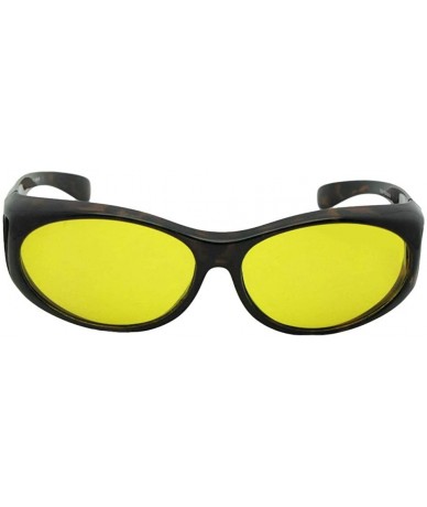 Wrap Small Polarized Fit Over Sunglasses F3 - Tortoise Frame-light Yellow Lenses - CR18CKO5C5U $30.53