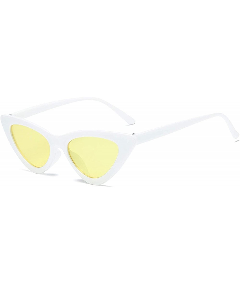 Cat Eye Polarized Sunglasses for Women Cat Eye Retro Style UV Protection - White Yellow - CO18TYA9T36 $27.76