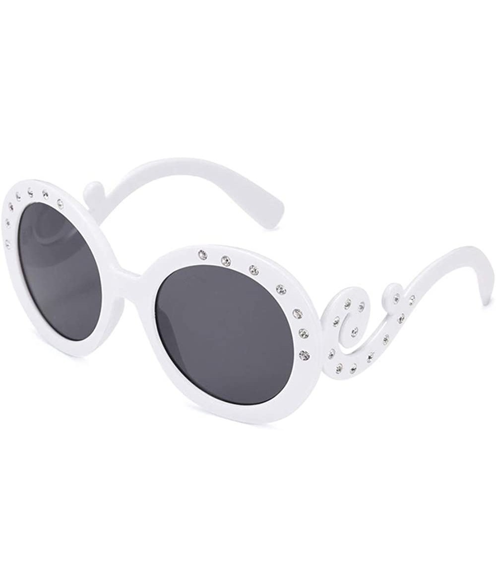 Round Women Retro Round Sunglasses Fashion Diamond Studded Summer Eyeglasses Novelty Eye Glasses - White - CJ198KH99H2 $19.09