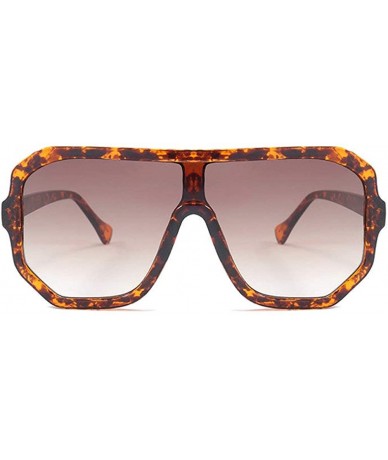 Square Retro square big box unisex 2019 new one-piece lens fashion trend sunglasses UV400 - Leopard - C018RH5SHMC $25.59