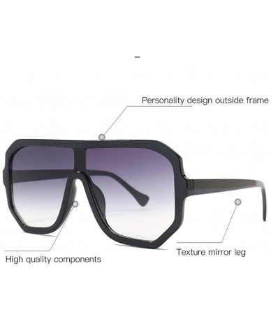 Square Retro square big box unisex 2019 new one-piece lens fashion trend sunglasses UV400 - Leopard - C018RH5SHMC $25.59