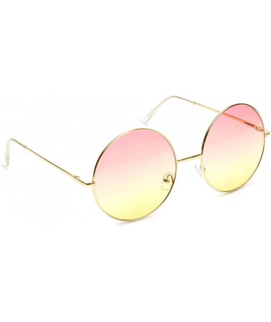 Oversized Oversized Sunglasses Round Circle Ocean Lens Gold Metal Arms - Pink & Yellow - C418EWUGN3O $23.56