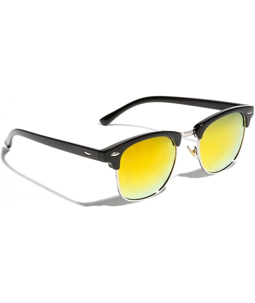 Semi-rimless Semi Rimless Sunglasses for Women Men Polarized Classic Half Frame Sun Glasses - 03-gold Lens - CU18SLMX4OR $23.27