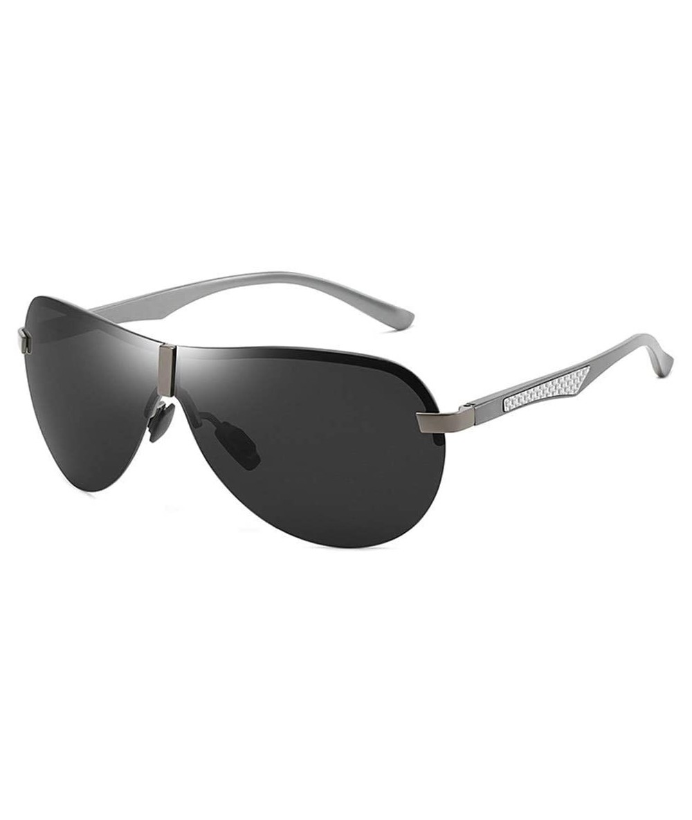 Rimless Male Rimless Siamese Aviation Sunglasses for Men HD Polarized UV400 Pilot Sun Glasses - 1 - CM18R3Z4HW9 $67.89