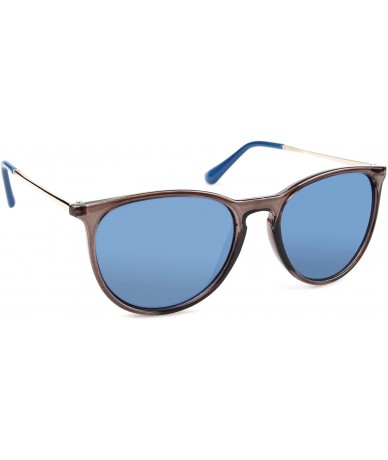 Round Classic Round Sunglasses for Women UV400 Lens Vintage Retro Glasses - Transparent Ash With Blue Lens - C9189SAU863 $18.51