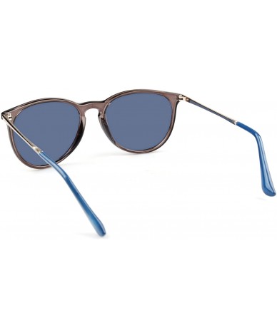 Round Classic Round Sunglasses for Women UV400 Lens Vintage Retro Glasses - Transparent Ash With Blue Lens - C9189SAU863 $18.51