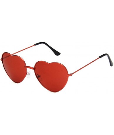 Rimless Women Cute Heart Shape Metal Frame Sunglasses with Case UV400 Protection - Red Frame/Red Lens - CV18WM9E25C $37.88