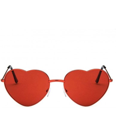 Rimless Women Cute Heart Shape Metal Frame Sunglasses with Case UV400 Protection - Red Frame/Red Lens - CV18WM9E25C $37.88