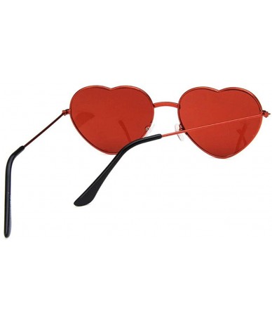 Rimless Women Cute Heart Shape Metal Frame Sunglasses with Case UV400 Protection - Red Frame/Red Lens - CV18WM9E25C $37.88