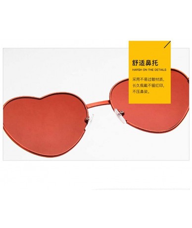 Rimless Women Cute Heart Shape Metal Frame Sunglasses with Case UV400 Protection - Red Frame/Red Lens - CV18WM9E25C $37.88