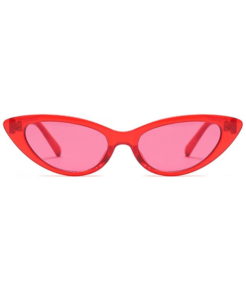 Cat Eye Cat Eye Small Sunglasses Small Narrow Oval Vintage Retro Mini eyewear - Red - CZ18DTS6C7L $19.62